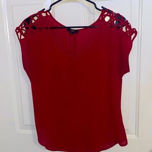Cute casual/dress up, EM Red sheer Medium women blouse